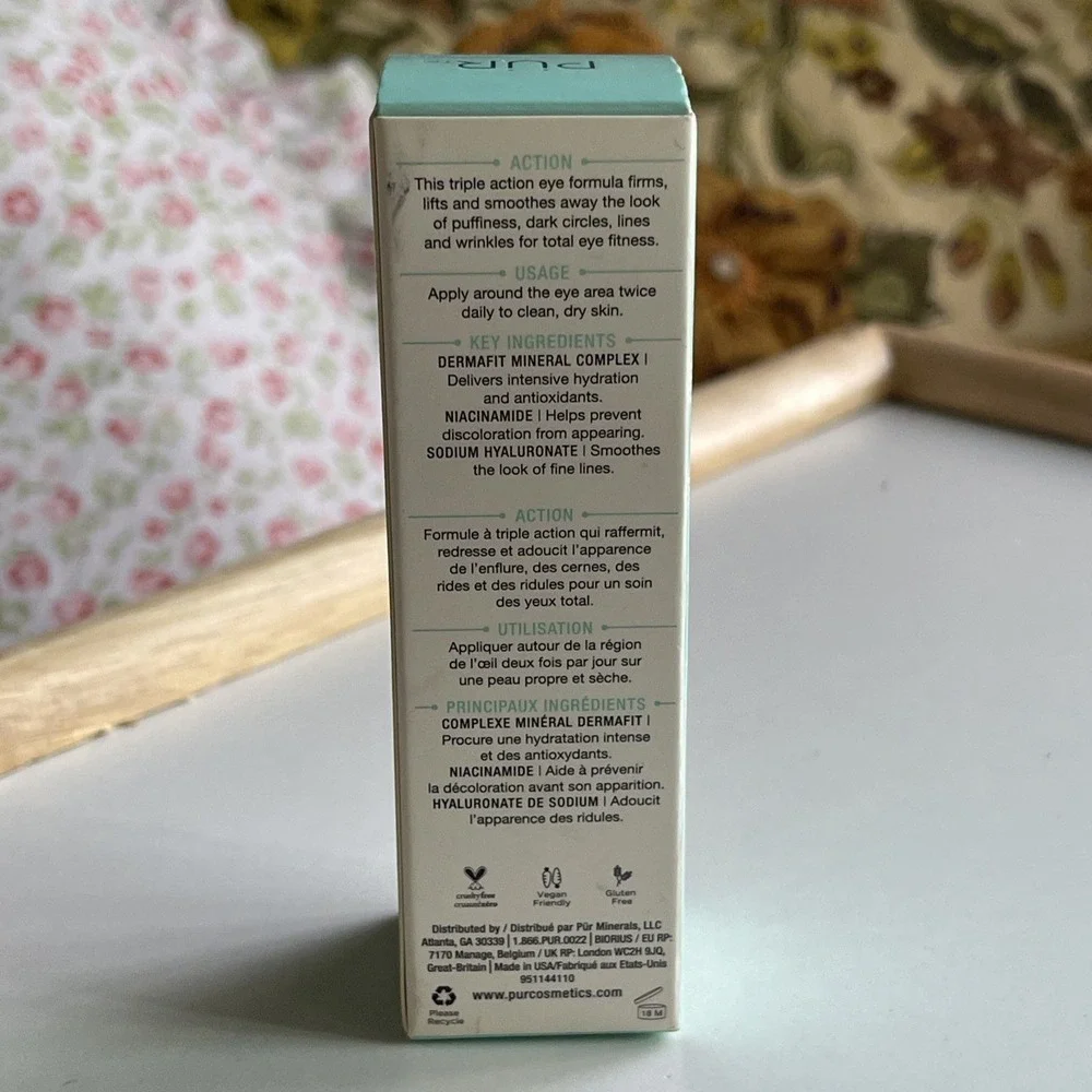 PUR Tone Up Total Eye Fitness‎ 0.5oz CLEAN BEAUTY Firming Tightening Serum